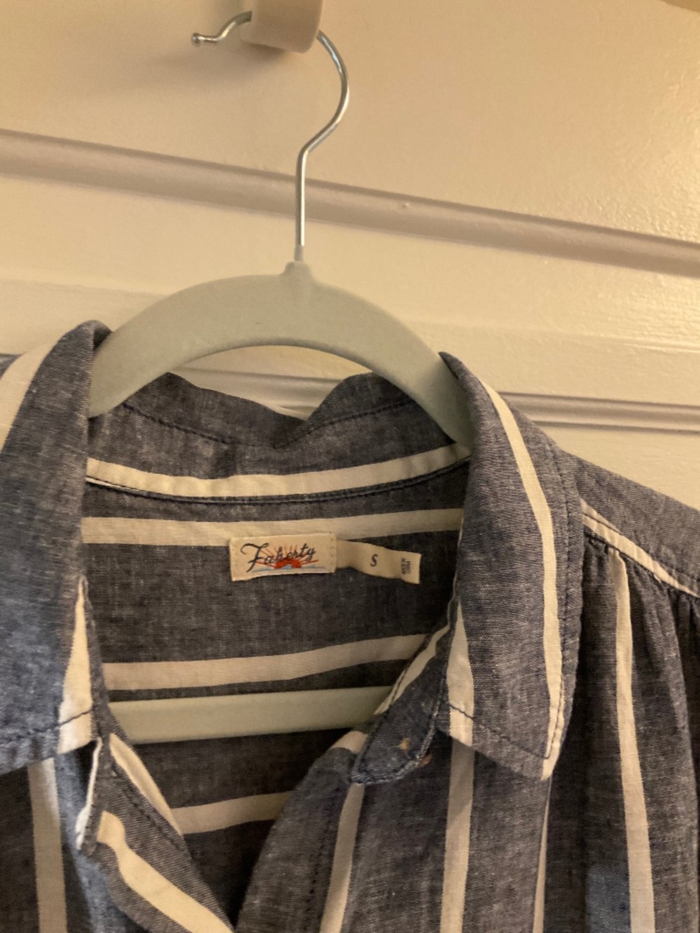 Faherty Blue and White Striped Shirt Dress size small - Picture 3 of 4